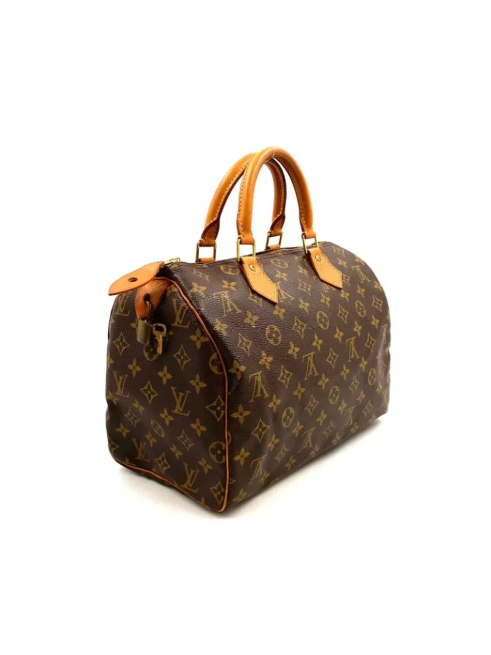 Louis Vuitton Speedy 30 Monogram Leather Brown Light Handbag Gold